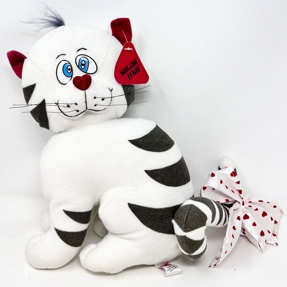 Sugarloaf‎ Gray White Cross Eyed Cat Nylon Wiskers Bow on Tail 12.5" Sugar Loaf - Picture 1 of 10